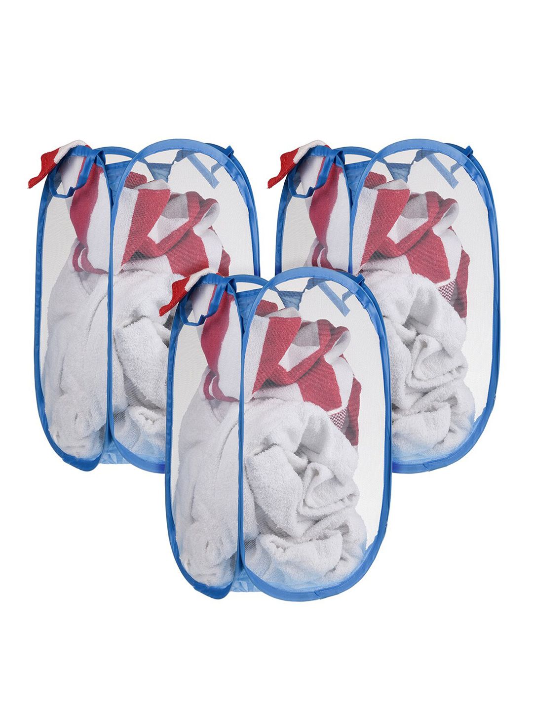 Kuber Industries Blue 3-Pieces Foldable Laundry Bags-picture-31