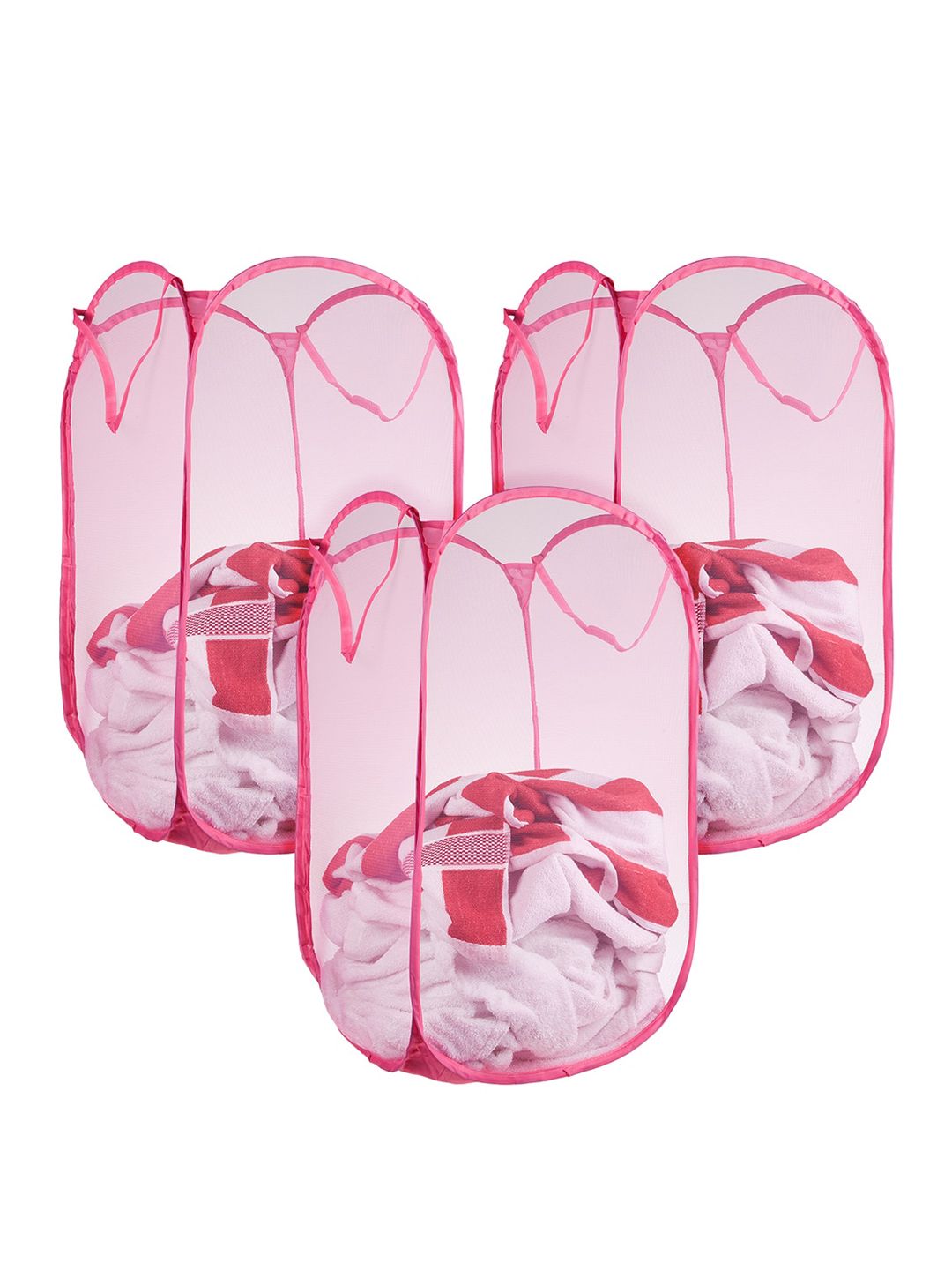 Kuber Industries Pink 3-Pieces Foldable Laundry Bags-picture-34