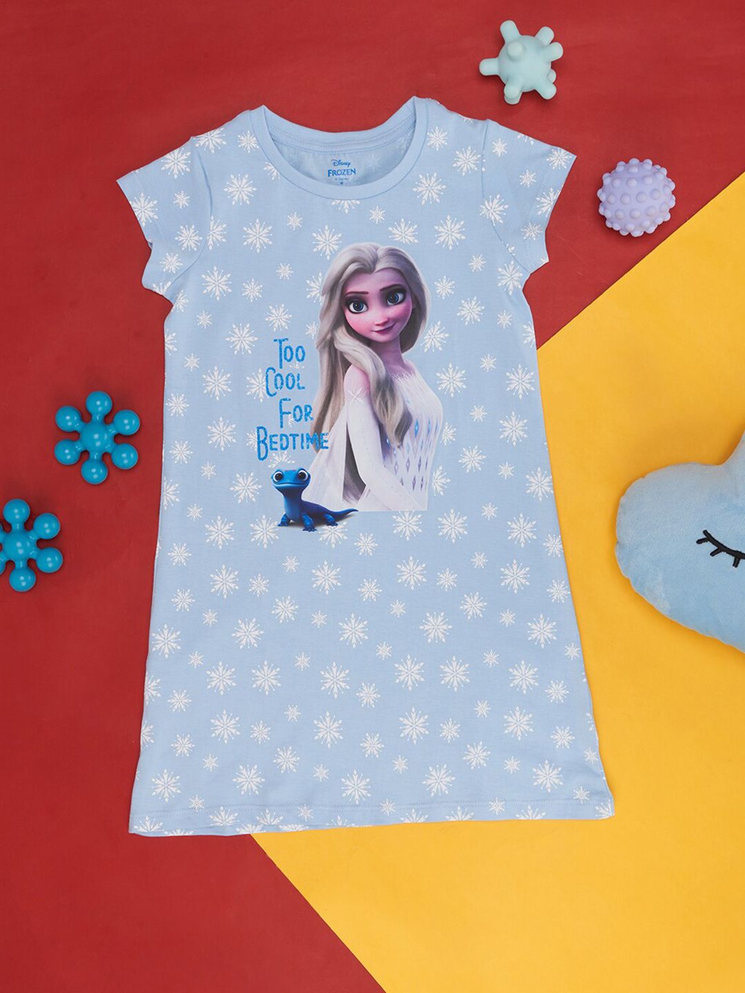 Pantaloons Junior Girls Elsa Printed Pure Cotton T-shirt Nightdress-picture-39