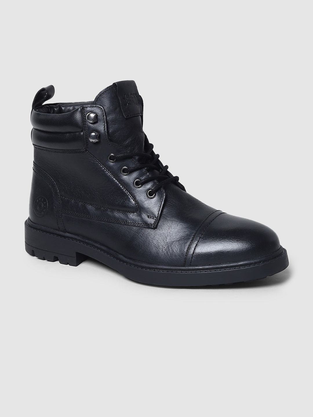 Jack & Jones Men Leather Mid-Top Block Boots