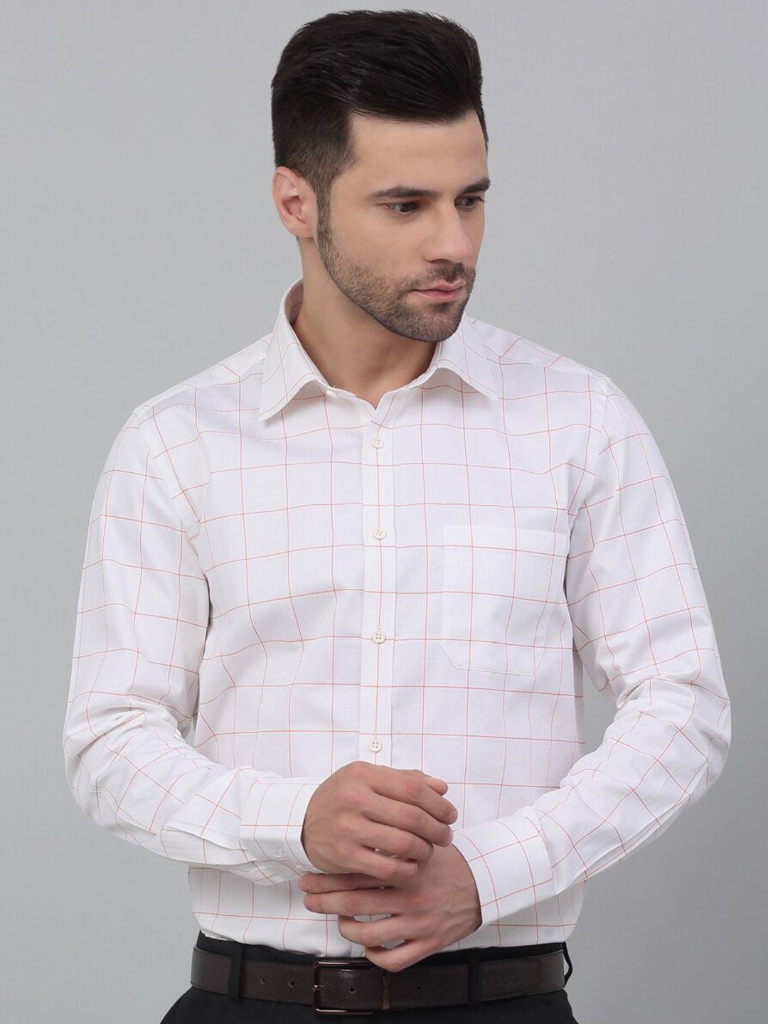 LOUIS STITCH Comfort Windowpane Checked Cotton Formal Shirt-picture-34
