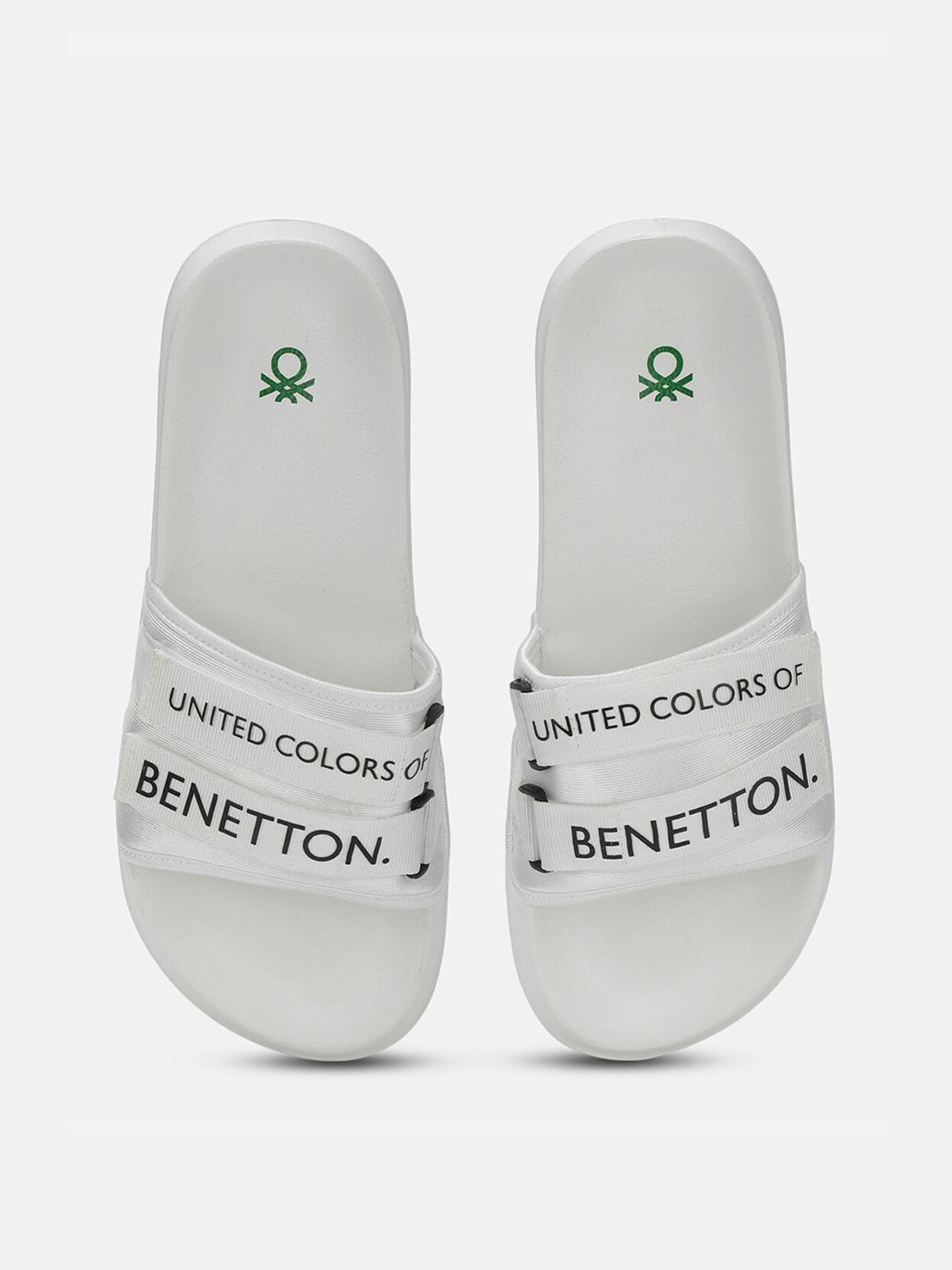 United Colors of Benetton Men Brand Logo Printed Sliders With Velcro Closure