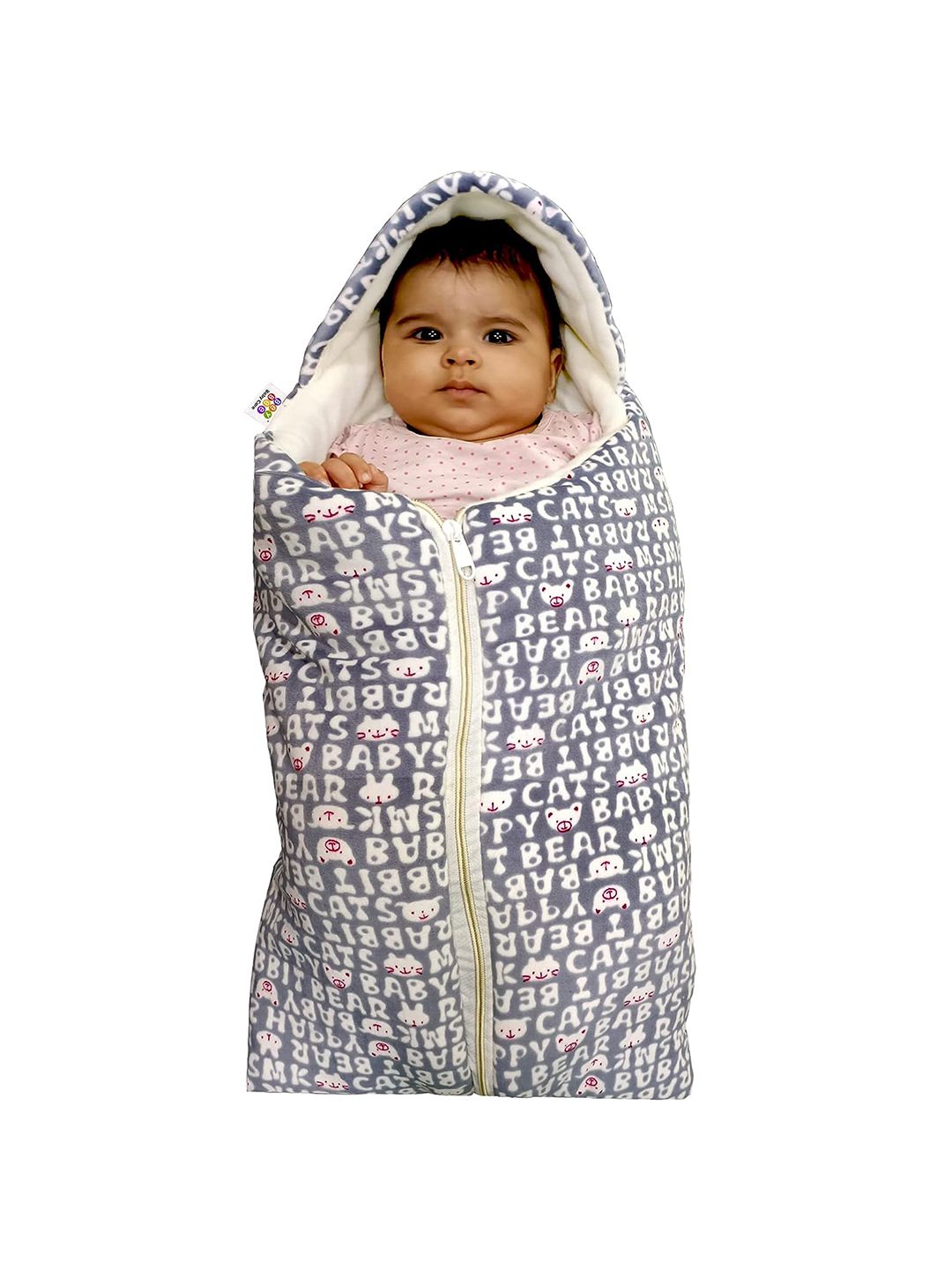 BeyBee Grey & White Ethnic Motifs AC Room 300 GSM Lightweight Single Bed Blanket-picture-2