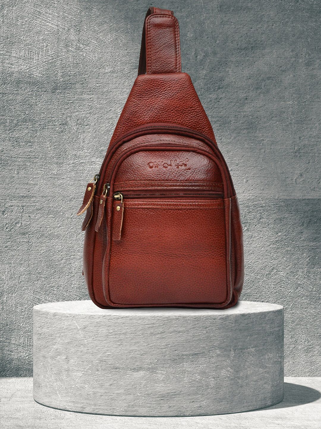 OLIVE MIST Textured Crossbody Leather Backpack-picture-39