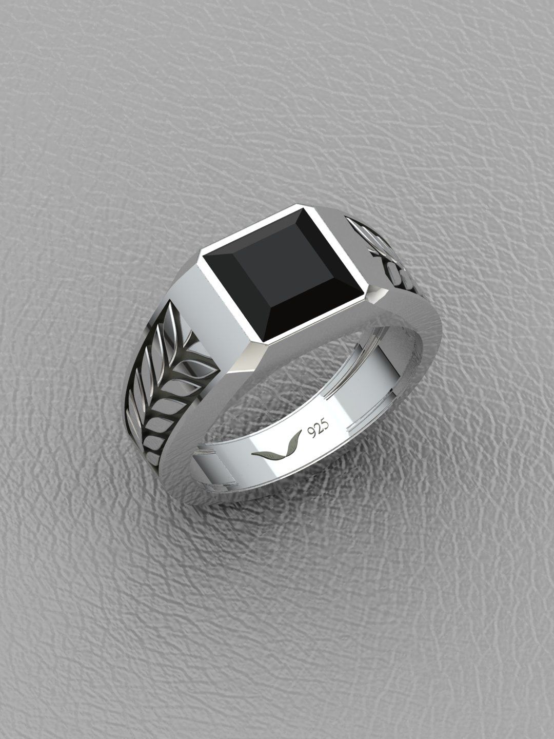 Vitra Jewellery Men 925 Silver Rhodium-Plated Gemstone Studded Finger Ring-picture-16
