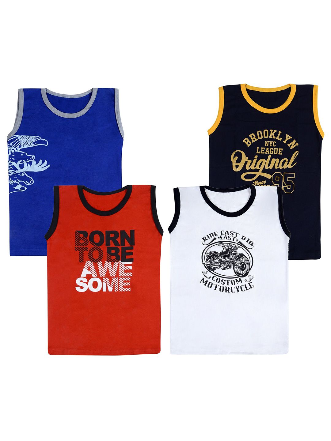 BAESD Boys Pack Of 4 Typography Printed Cotton Casual T-shirt-picture-11