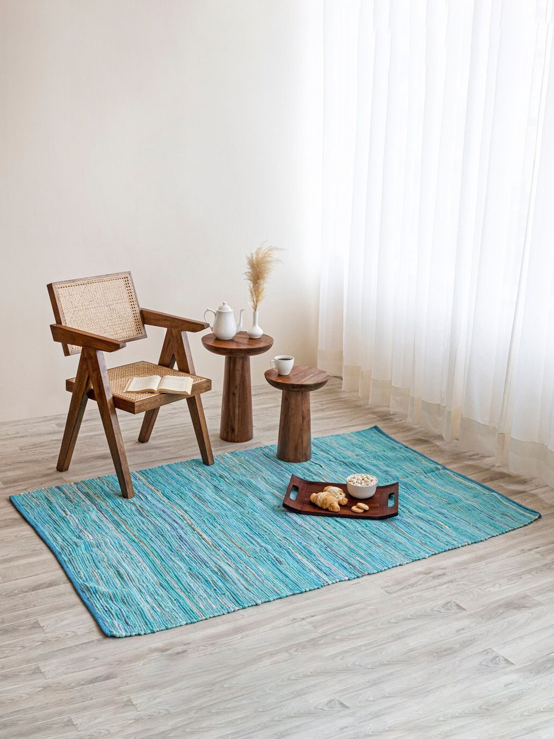HOMEMONDE Blue Striped Reversible Carpet-picture-27