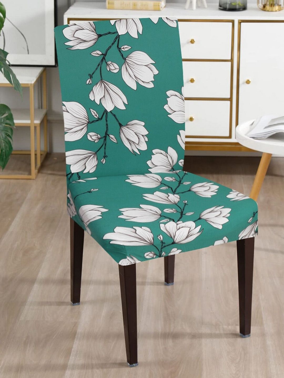 Dakshya Industries Blue & White 4 Pieces Printed Stretchable Chair Covers-picture-13