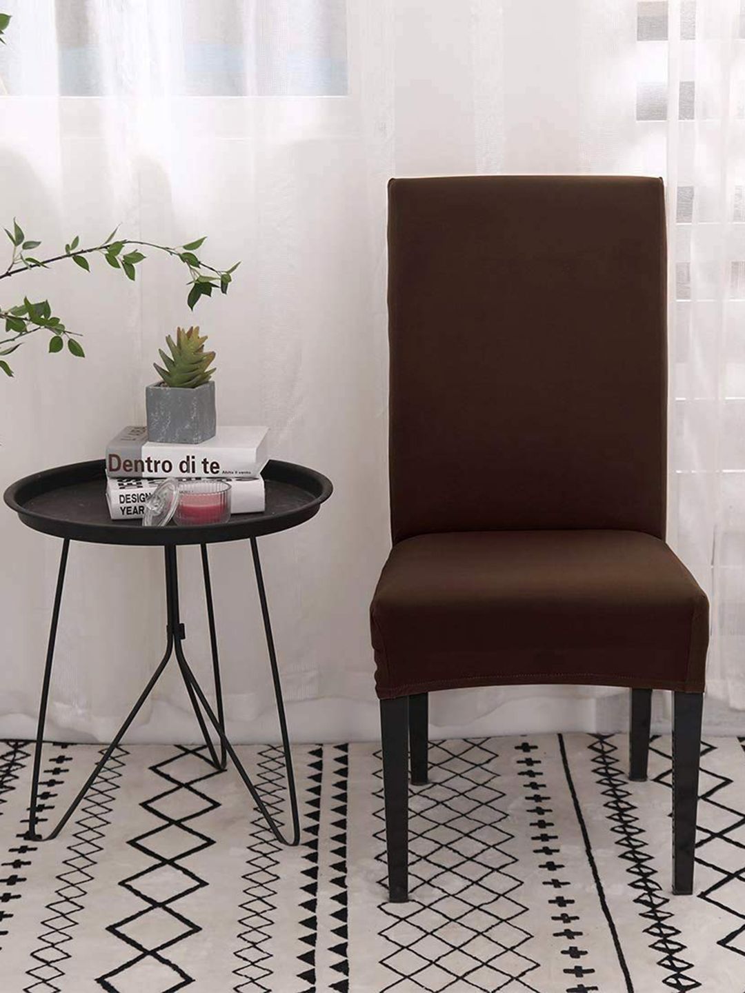 Dakshya Industries Brown  4 Pieces Stretchable Chair Covers-picture-21
