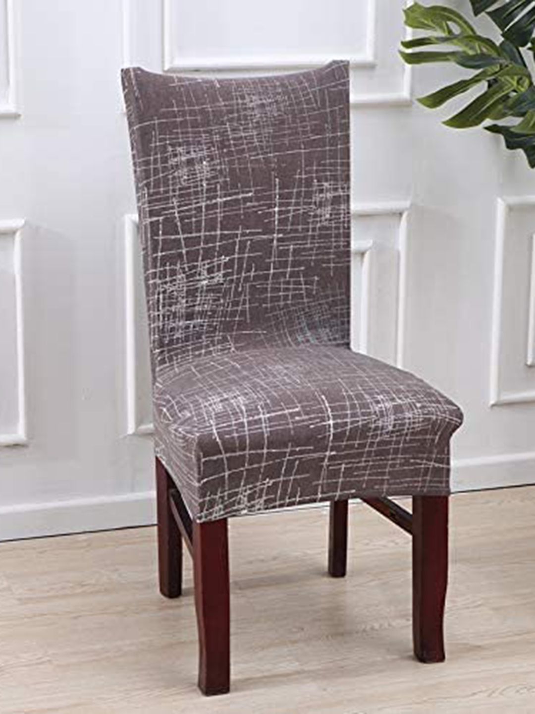Dakshya Industries Brown 4 Pieces Printed Stretchable Chair Covers-picture-12