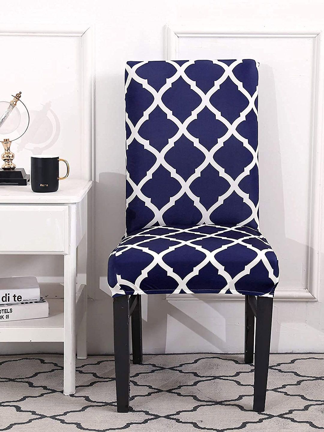 Dakshya Industries Blue & White 4 Pieces Printed Chair Covers-picture-41