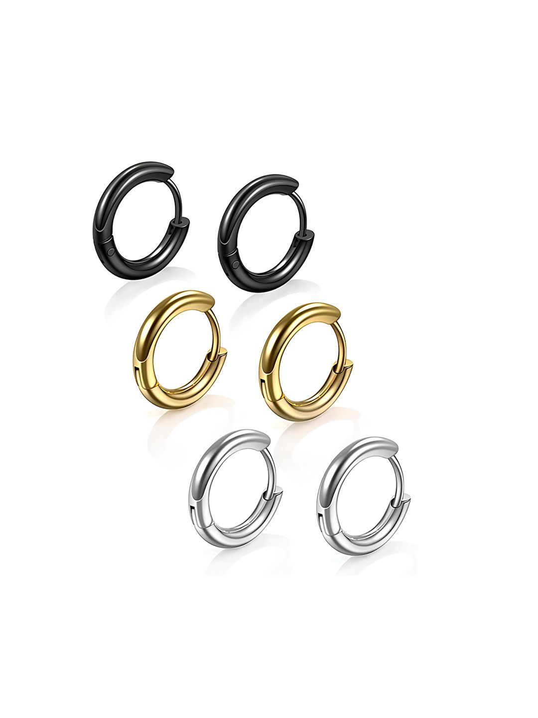 KARISHMA KREATIONS Men Set Of 3 Contemporary Stainless Steel Hoop Earrings-picture-48