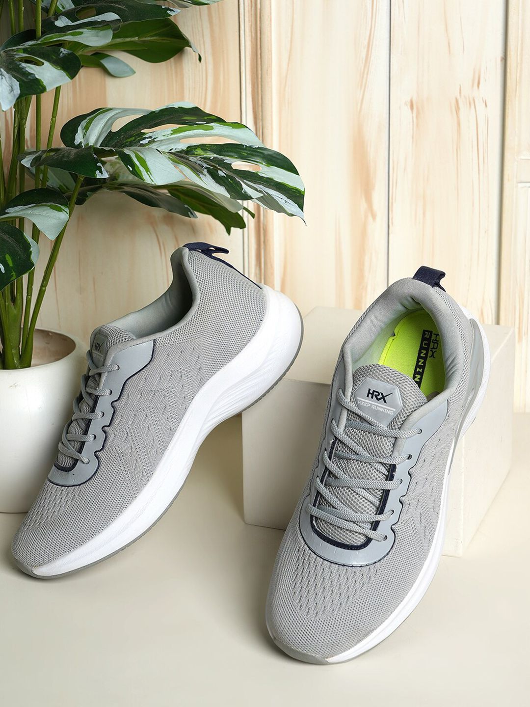 HRX by Hrithik Roshan Men Grey & White Lace-Up Walking Shoes