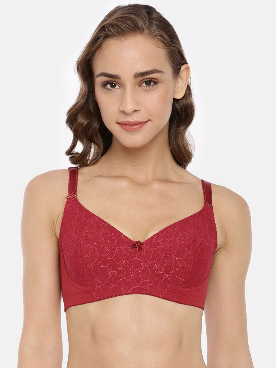 Buy Macrowoman W-Series Macrowoman W-Series Floral Lace Non Padded Cotton  Minimizer Bra With All Day Comfort at Redfynd