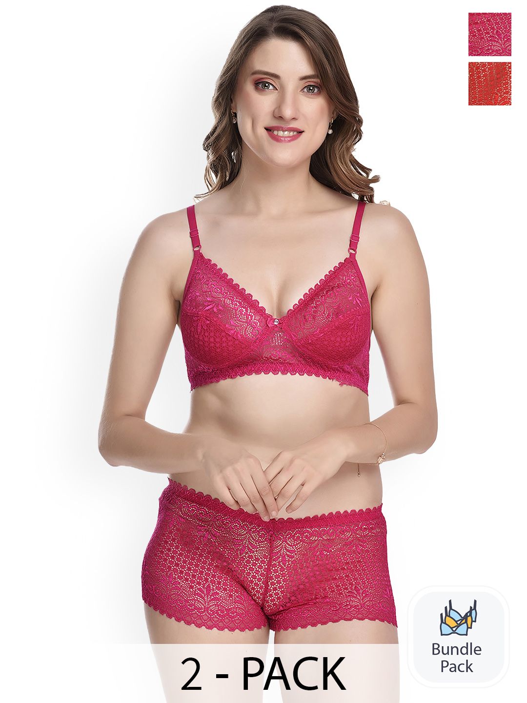 Buy Arousy AROUSY Pack Of 2 Floral Laced Lingerie Set X_Net