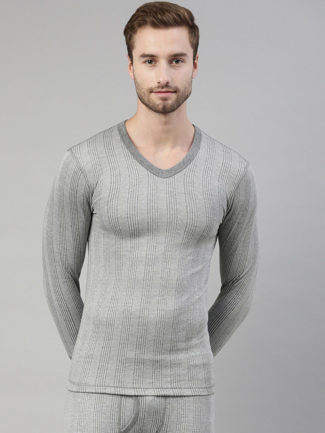 DIXCY SCOTT Originals V-Neck 4-Way Stretch Ribbed Thermal Tops-picture-15