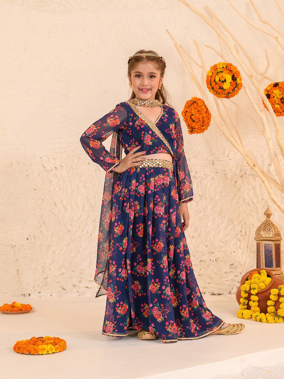 pspeaches Girls Printed Ready to Wear Lehenga & Blouse With Dupatta-picture-27
