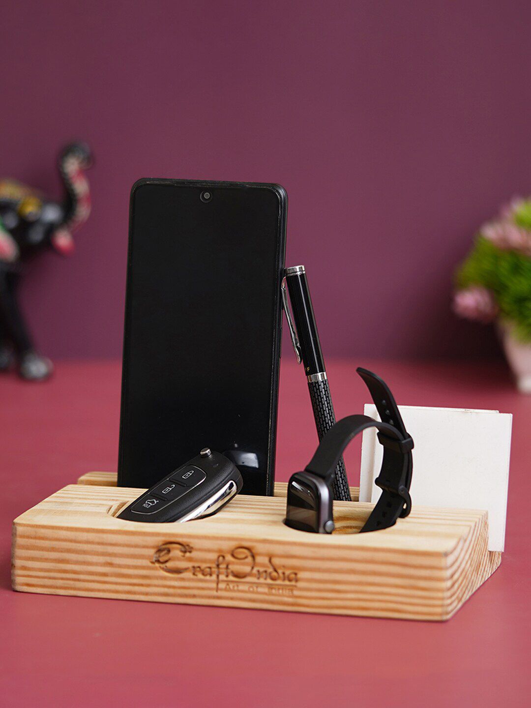eCraftIndia Brown Wooden Multiutility Holder-image-6