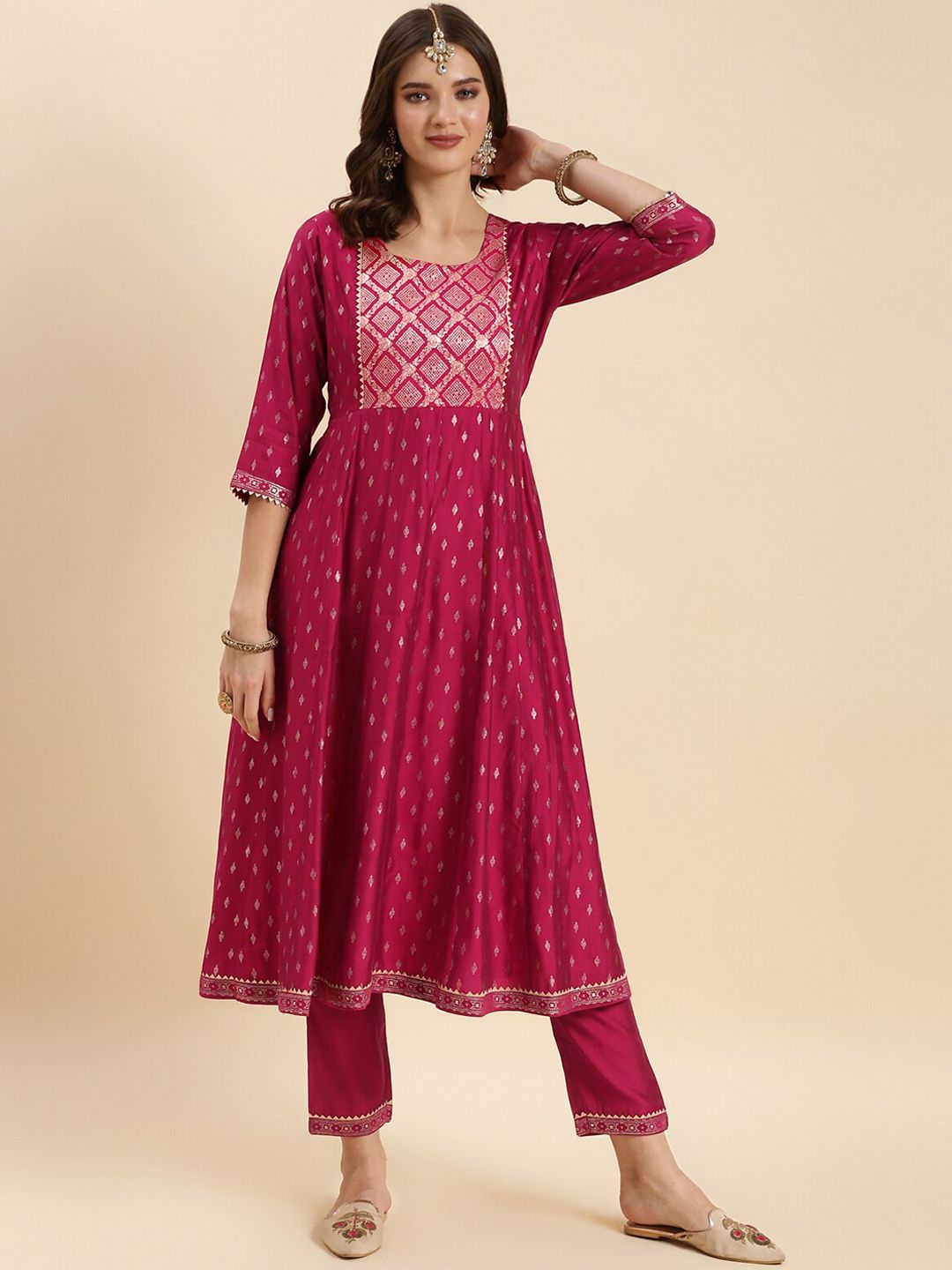 Rangita Ethnic Motifs Printed Empire Anarkali Kurta With Trousers-picture-33