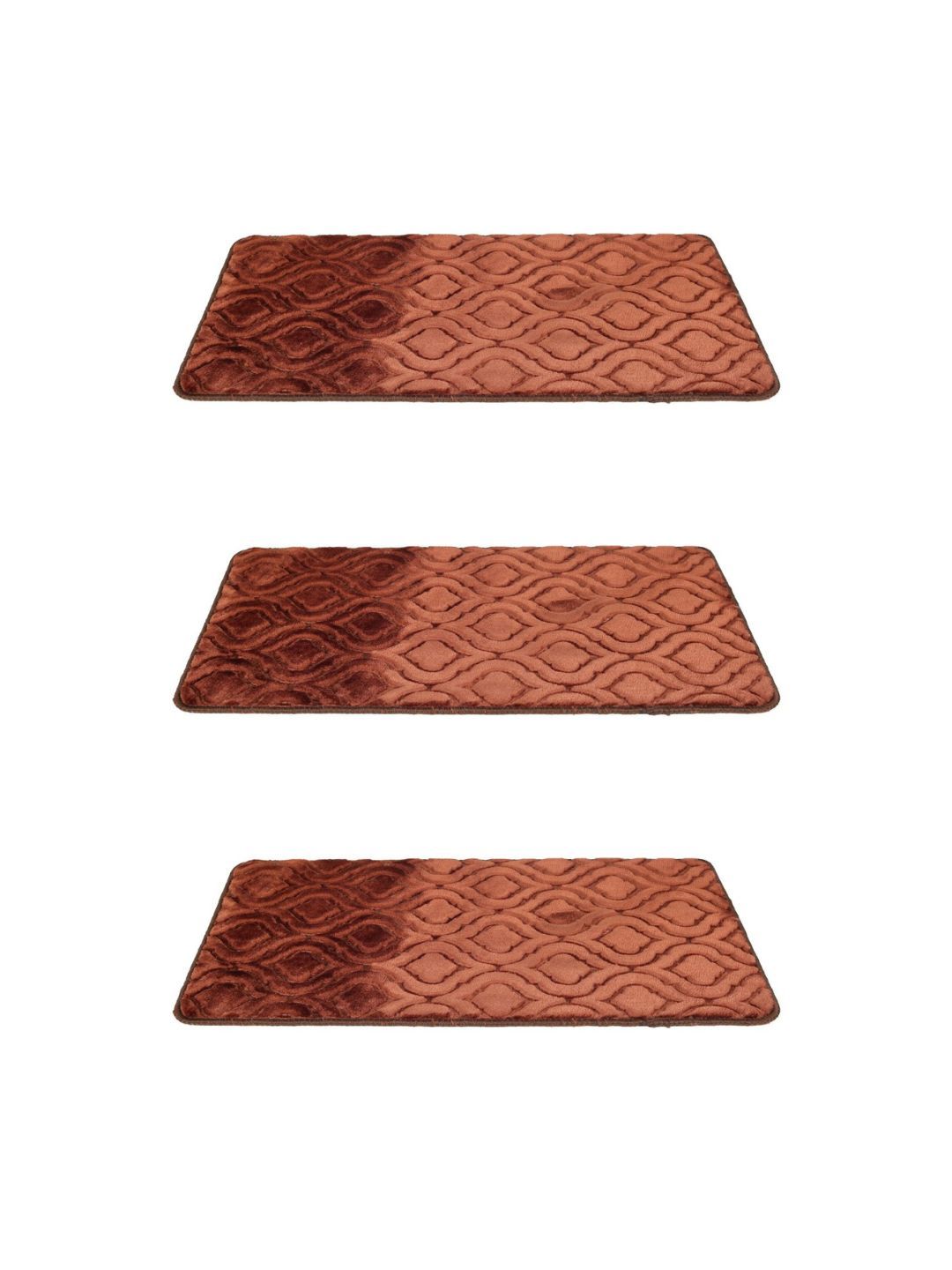 Black gold Pack 3 Brown Self Design Premium Microfiber Hive Doormats-picture-58