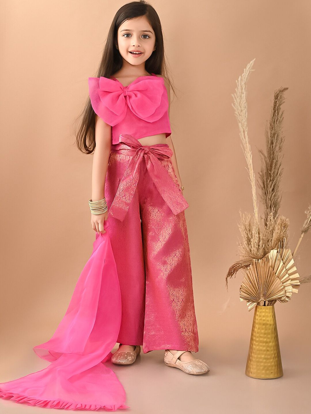 LilPicks Girls Shoulder Straps Top with Palazzos & Dupatta-picture-38