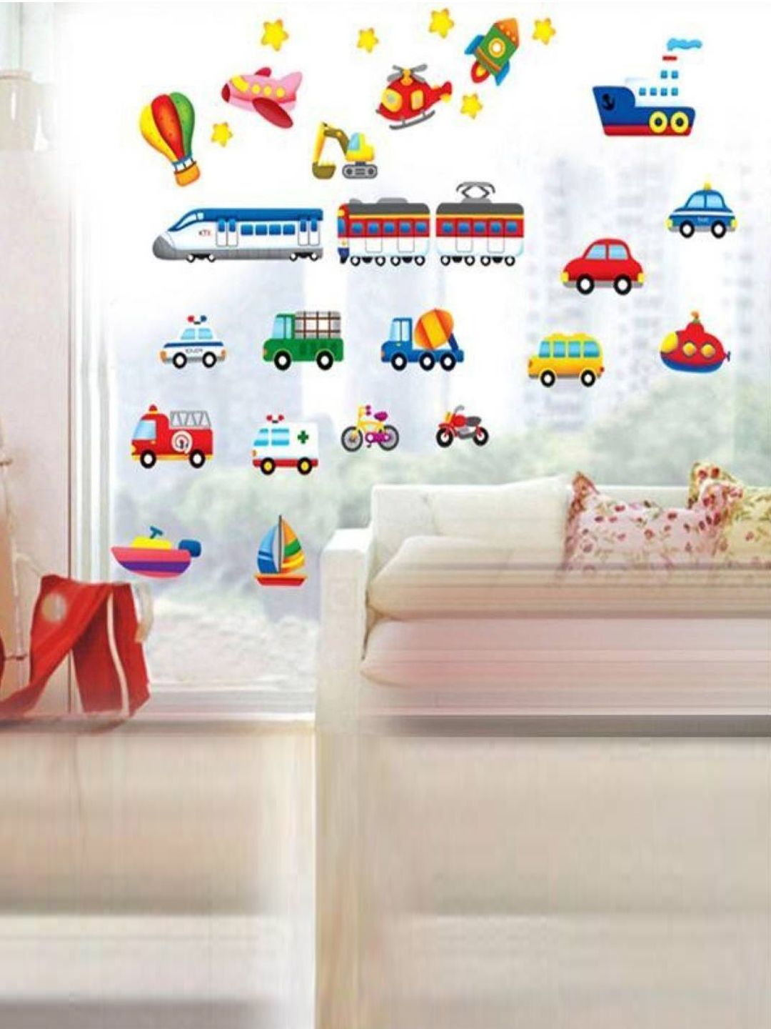 Jaamso Royals Red & Blue Printed Waterproof Wallsticker-image-9