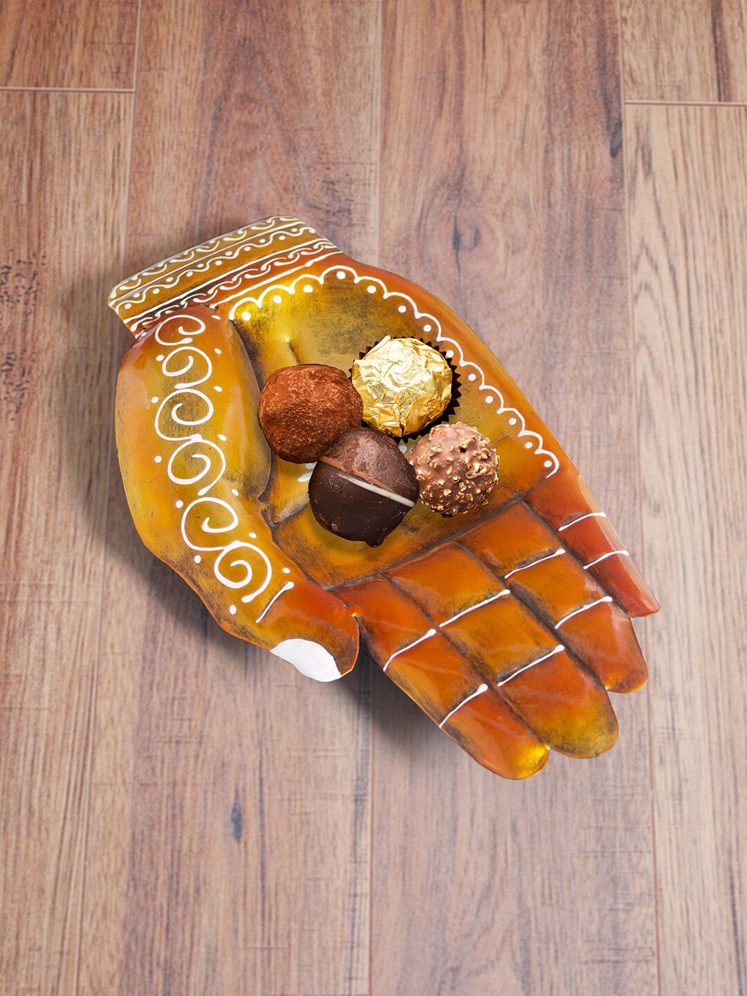 Golden Peacock Yellow Hand Shaped Showpiece-picture-10