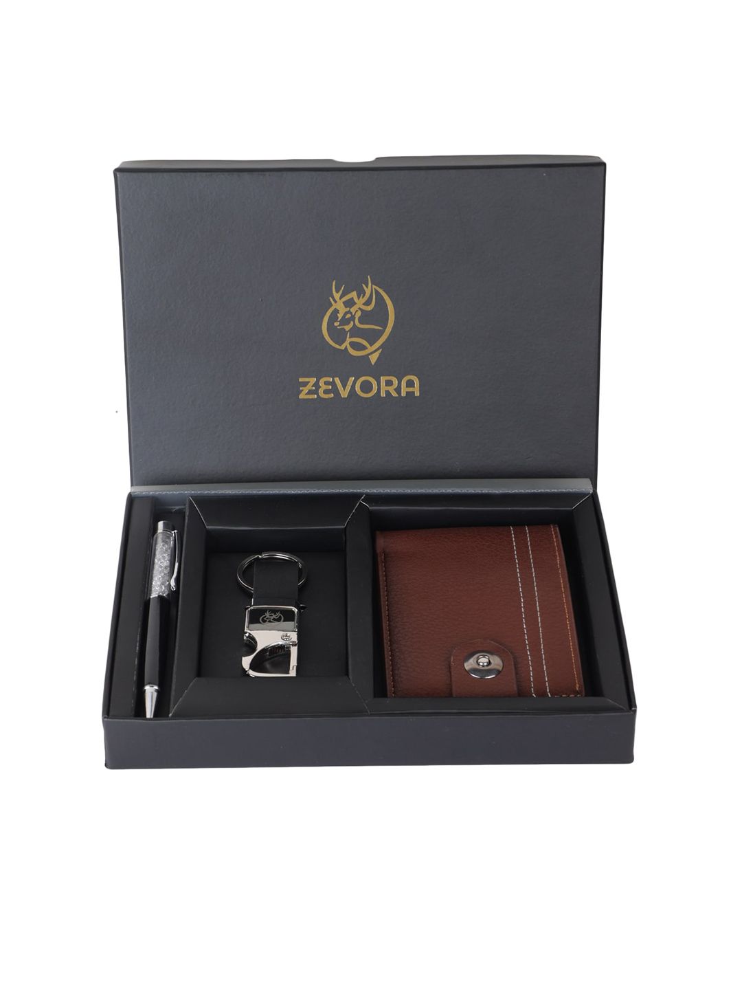 ZEVORA Men Leather Wallet Pen & Keychain Gift Set-picture-18