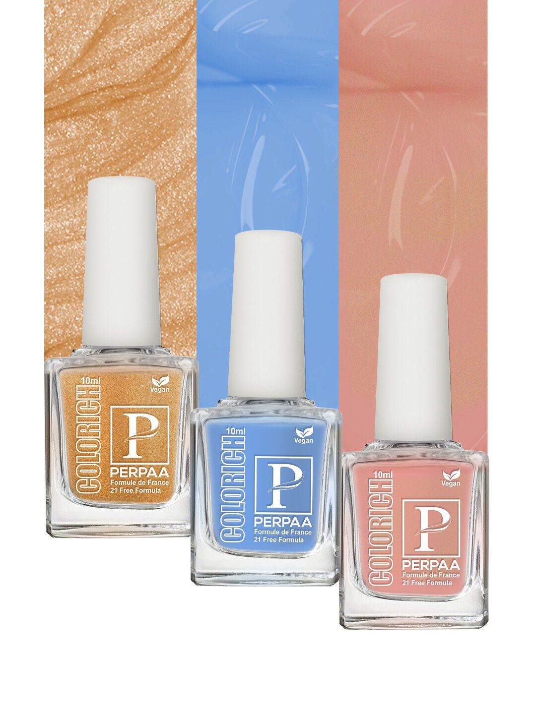 PERPAA Set of 3 Colorich Vegan 21-Free Formula Nail Polish - 10ml each-image-12