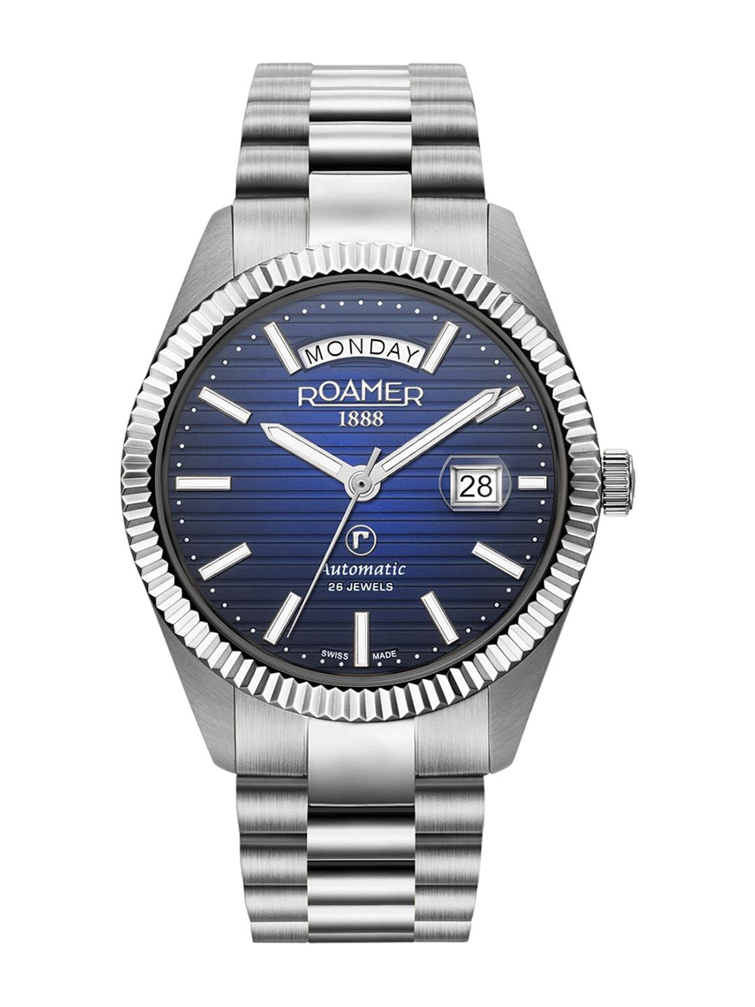ROAMER Men Blue Embellished Dial & Silver Toned Stainless Steel Straps Analogue Automatic Motion Powered Watch-picture-28