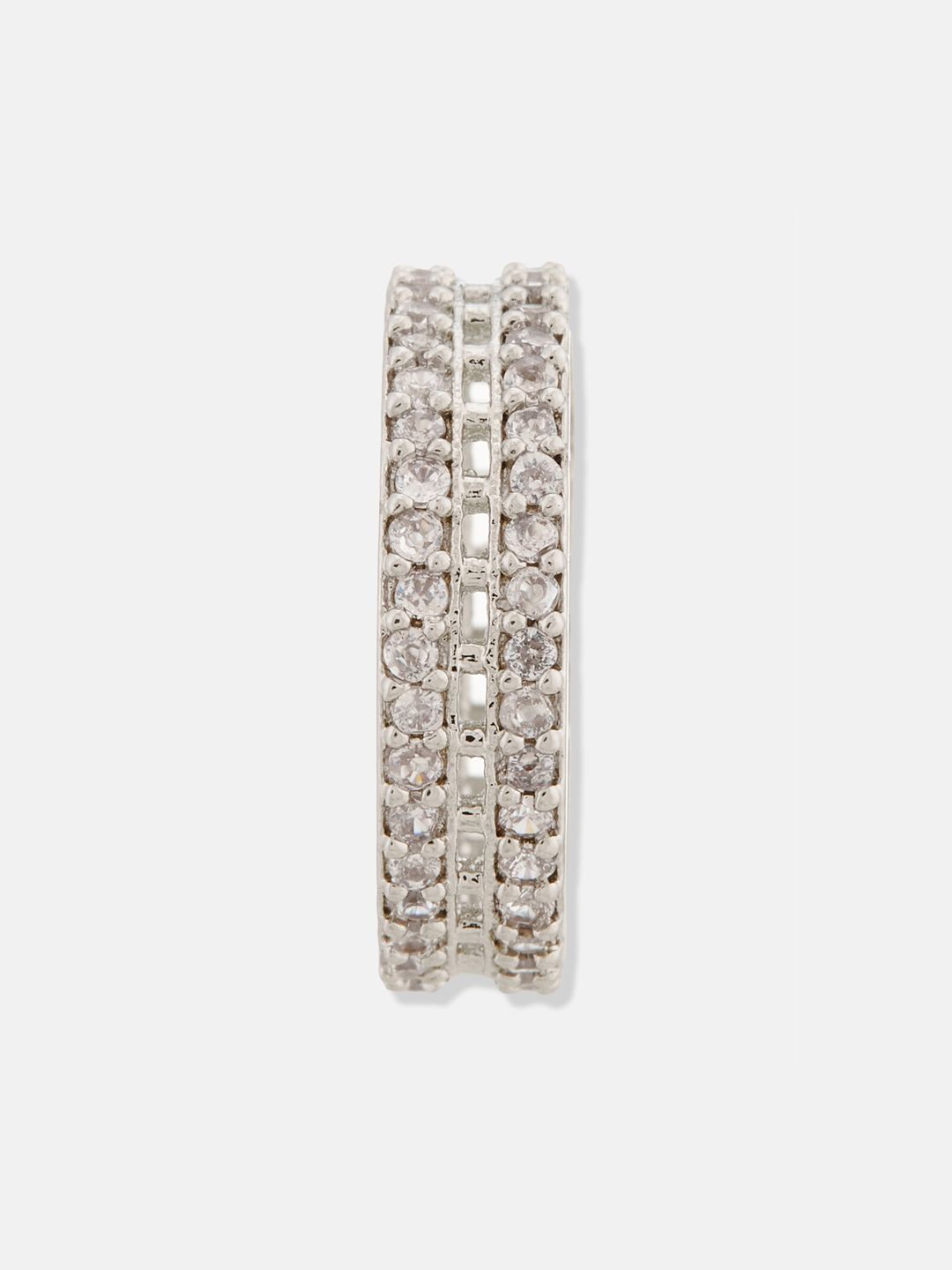 ATIBELLE Rhodium-Plated Cubic Zirconia-Studded Ring
