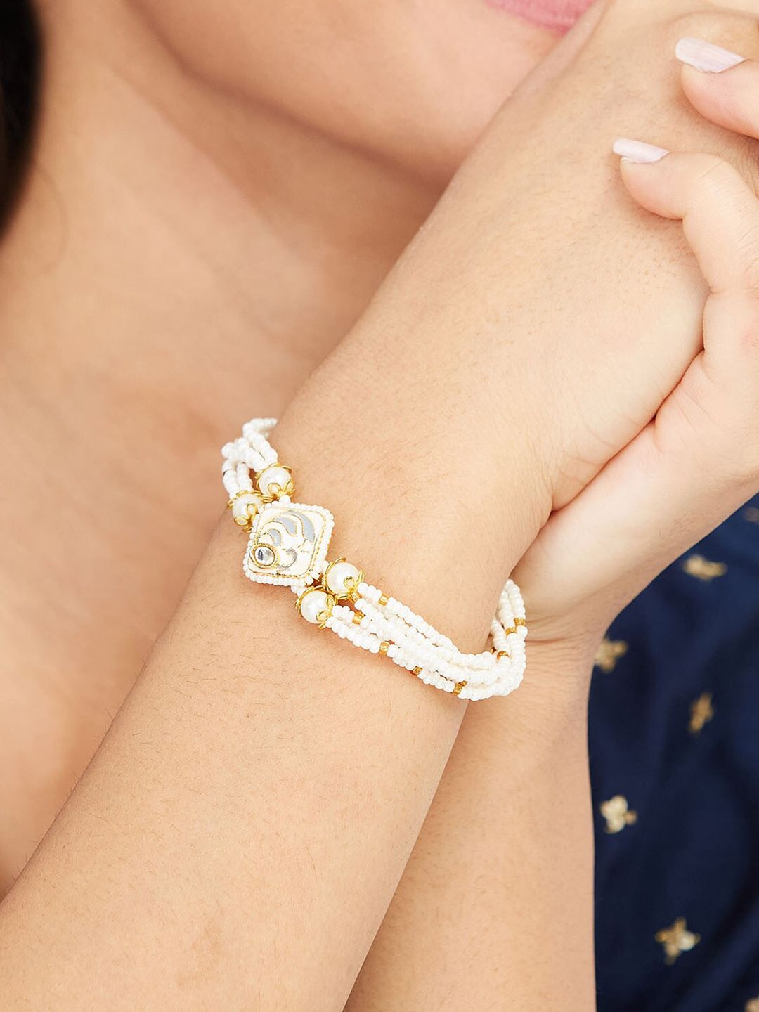 ATIBELLE Gold-Plated Bedded Wraparound Bracelet