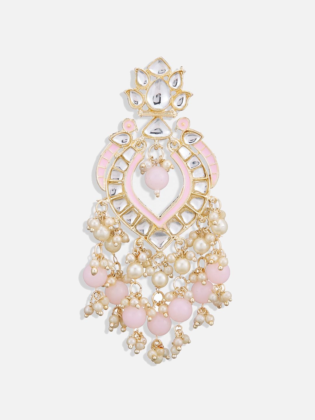 ATIBELLE Gold Plated Kundan Contemporary Chandbalis