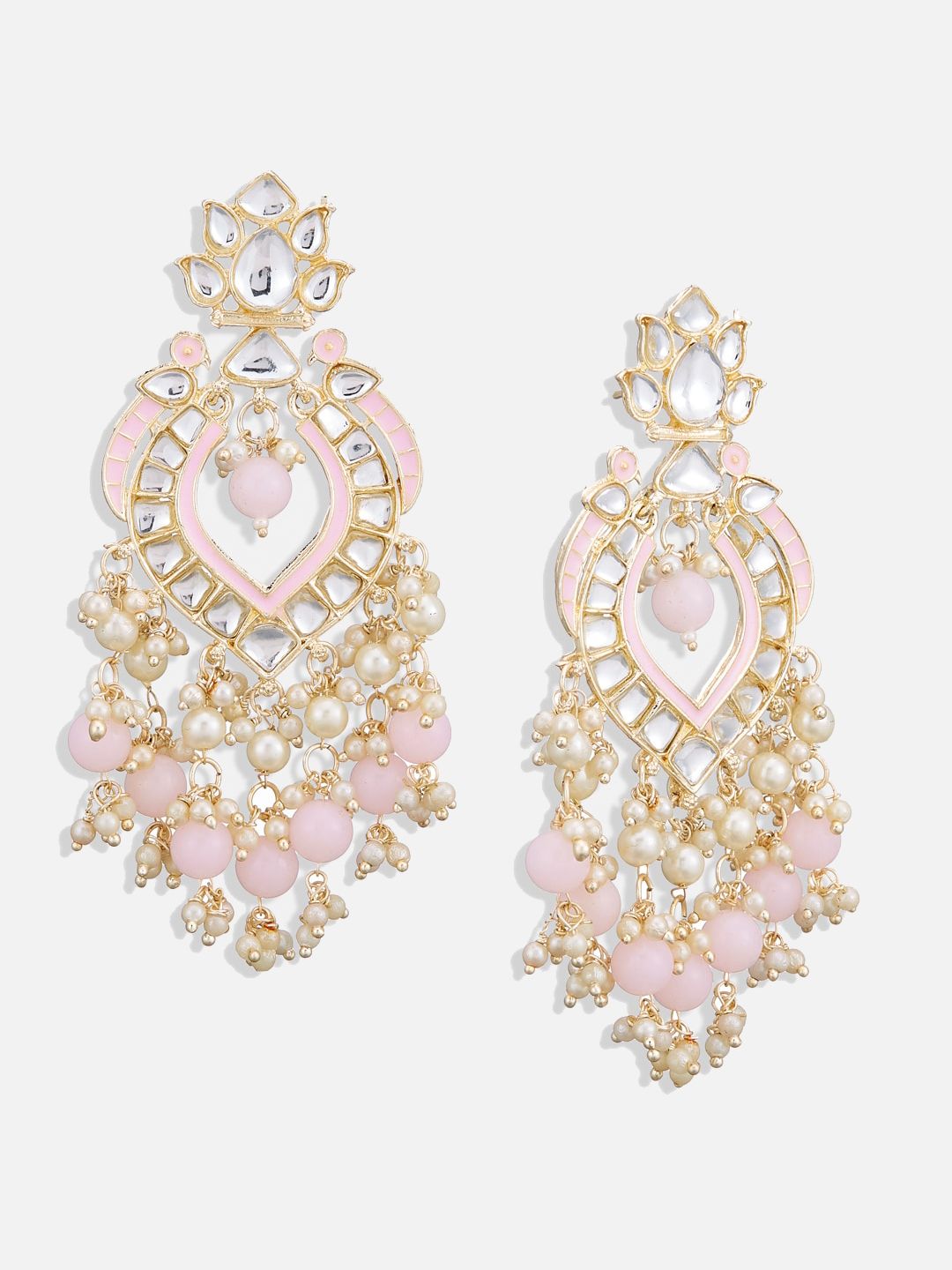 ATIBELLE Gold Plated Kundan Contemporary Chandbalis