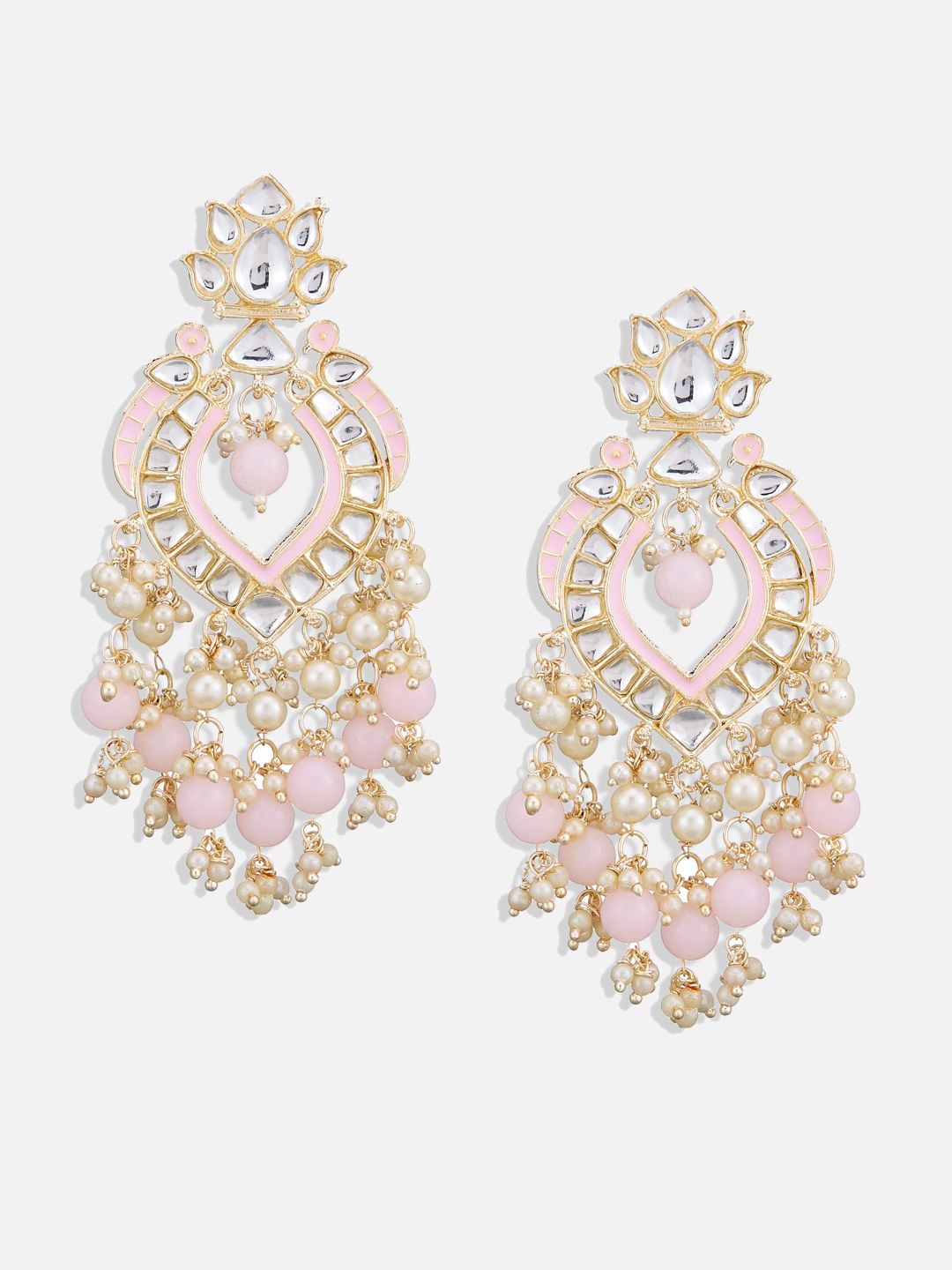 ATIBELLE Gold Plated Kundan Contemporary Chandbalis