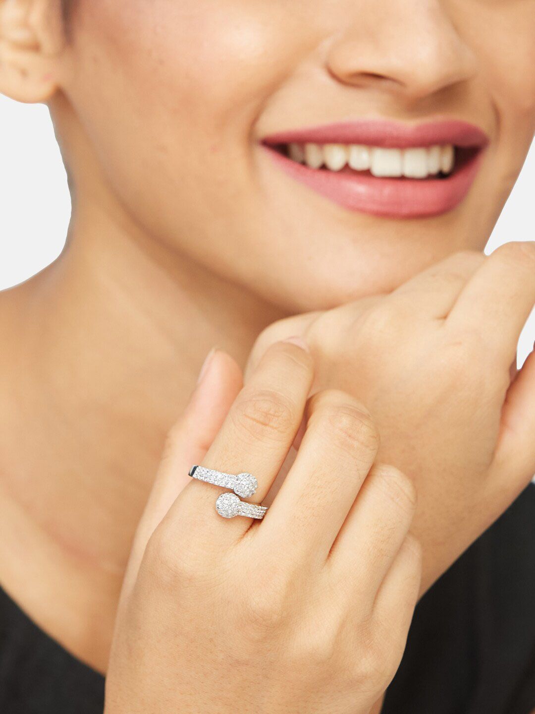 ATIBELLE Rhodium Plated Finger Ring