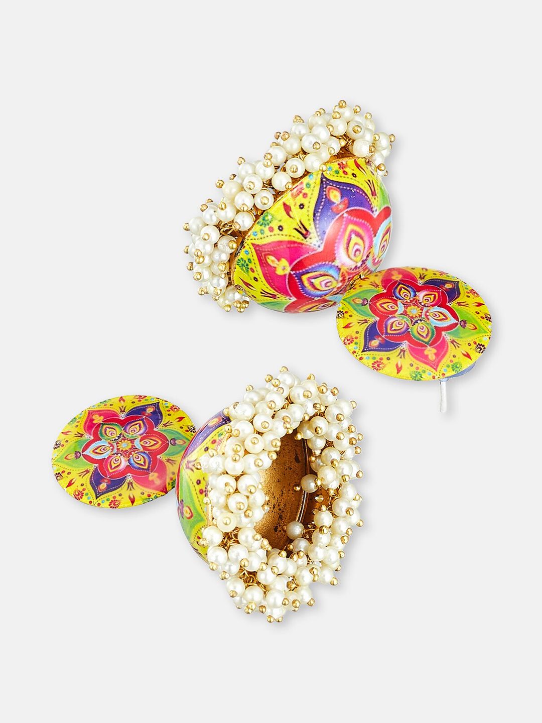 ATIBELLE Set Of 2 Gold-Plated Dome Shaped Meenakari Jhumkas