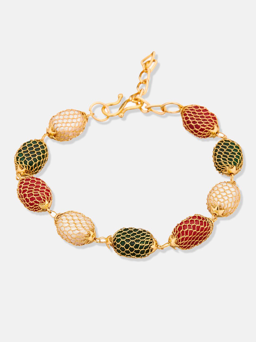 ATIBELLE Gold-Plated Stone Studded Wraparound Bracelet