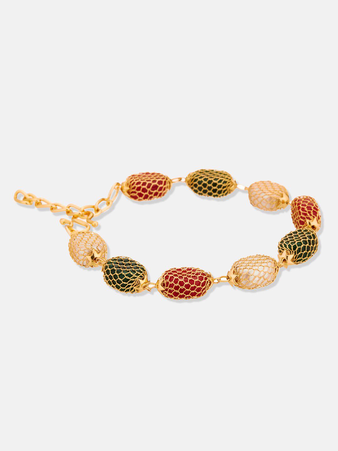 ATIBELLE Gold-Plated Stone Studded Wraparound Bracelet