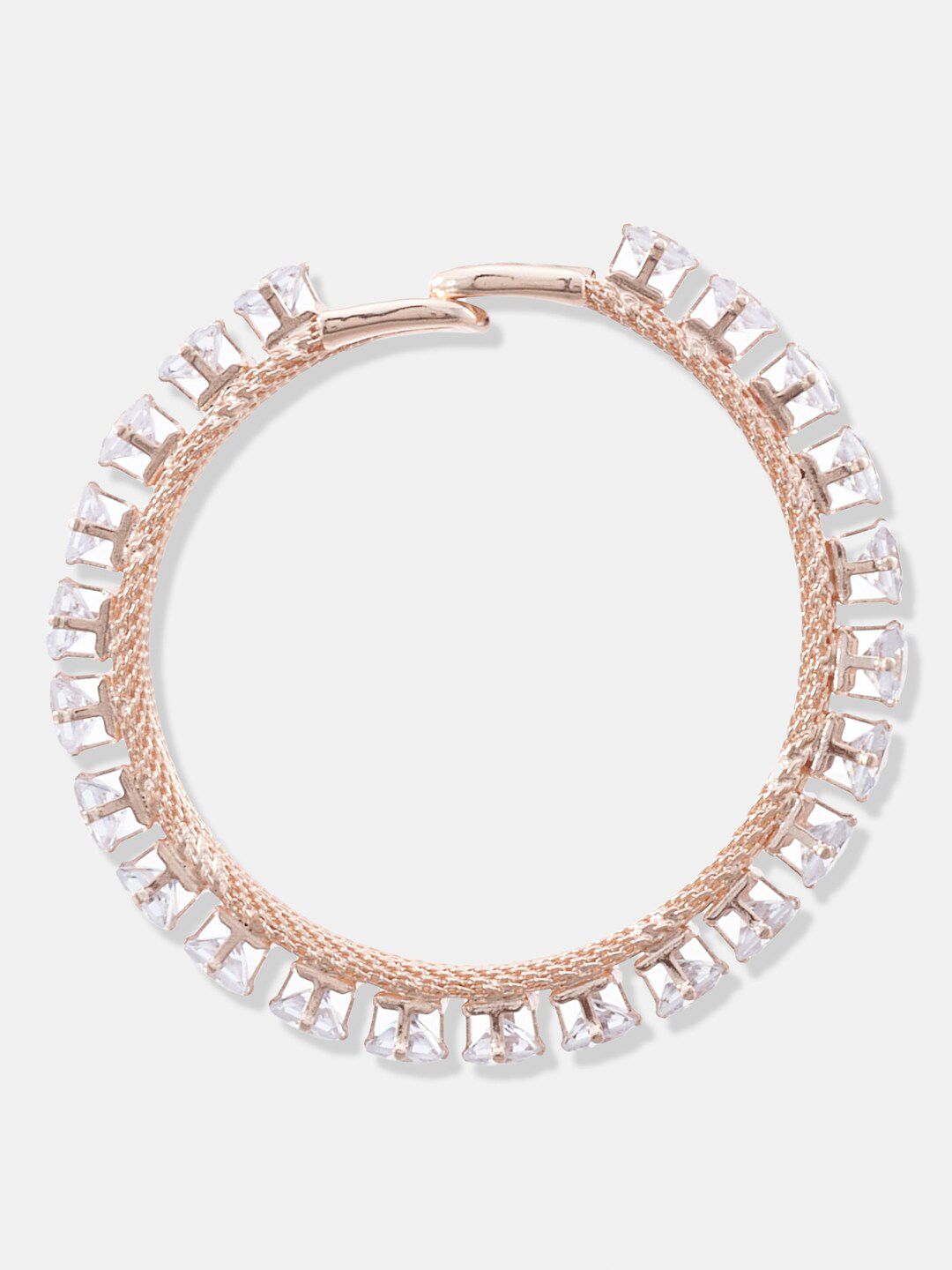 ATIBELLE Set Of 2 Rose Gold-Plated Cubic Zirconia Bangle-Style Bracelet