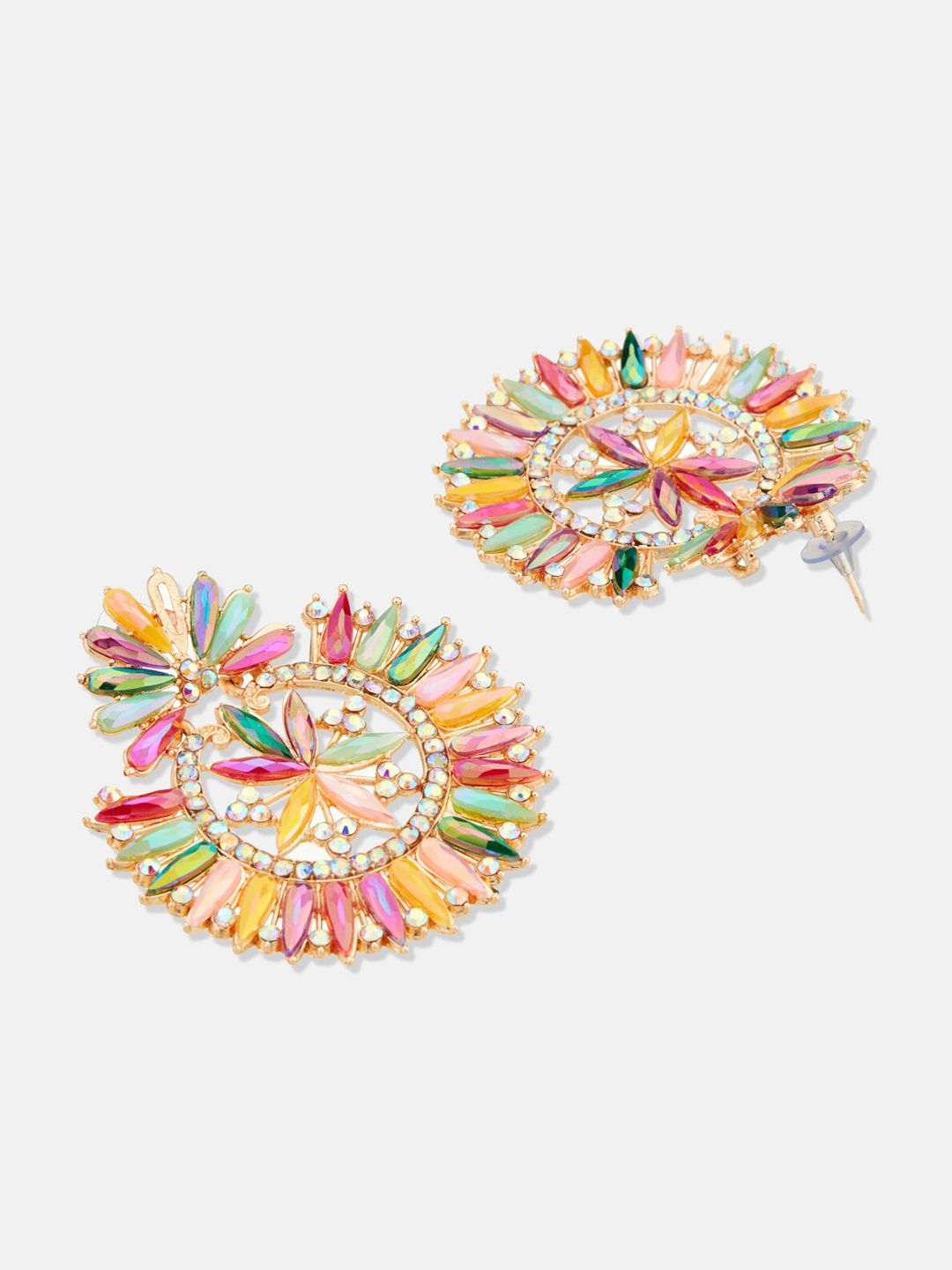 ATIBELLE Gold Plated Artificial Stones Contemporary Studs