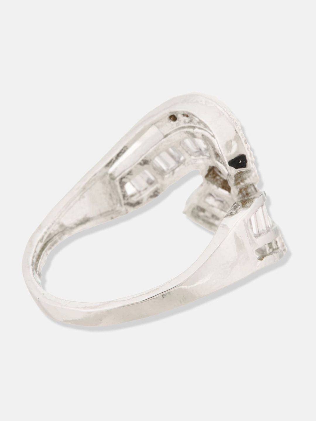 ATIBELLE Rhodium-Plated CZ-Studded Finger Ring