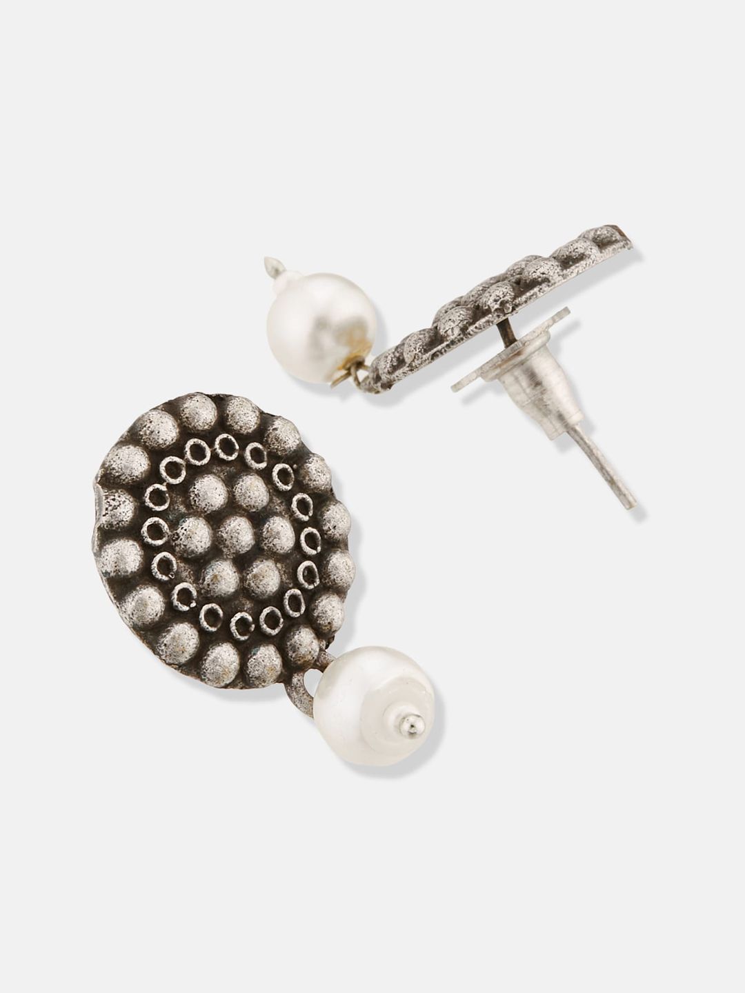 ATIBELLE German Silver Silver-Plated Pearls Contemporary Drop Earrings
