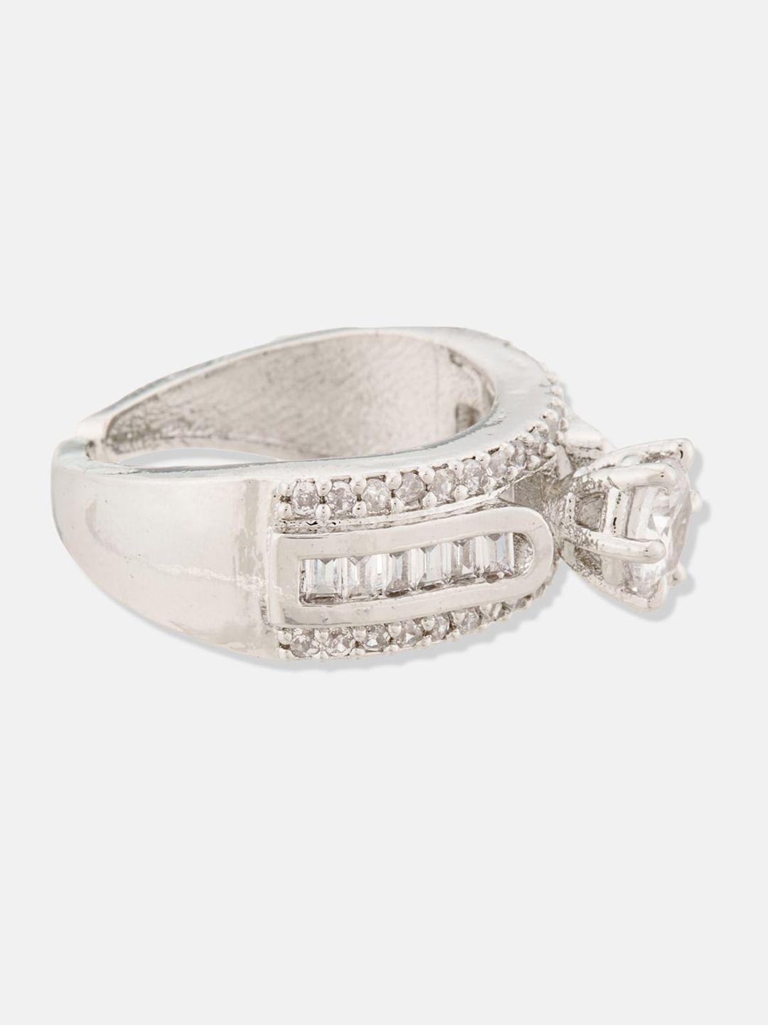 ATIBELLE Rhodium Plated Finger Ring