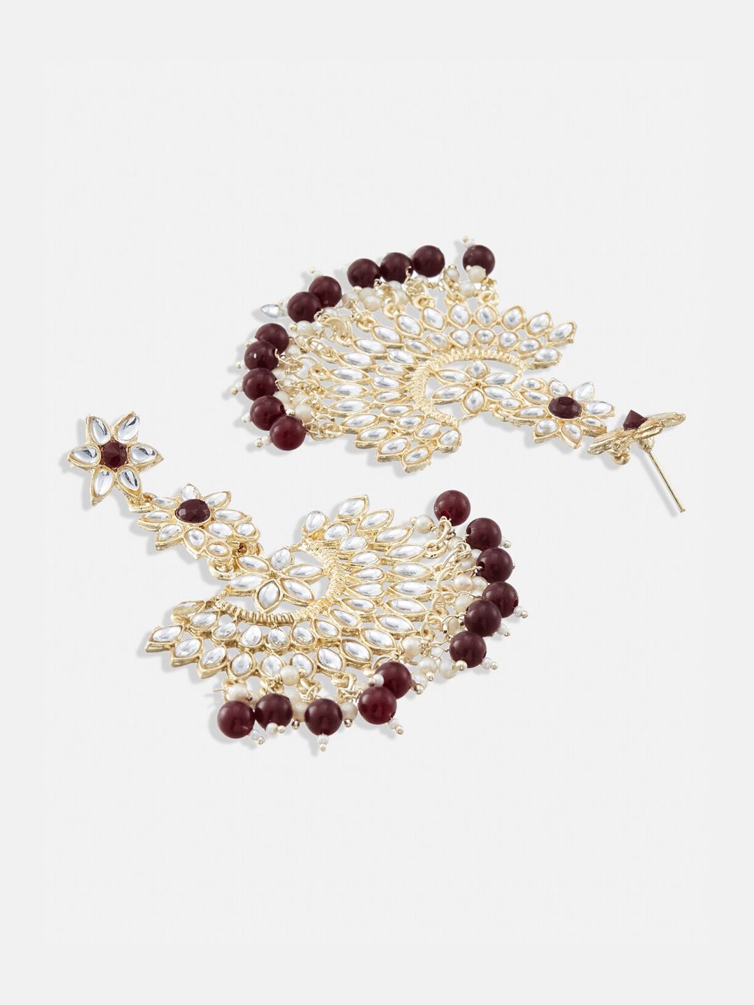 ATIBELLE Gold Plated Kundan Contemporary Chandbalis