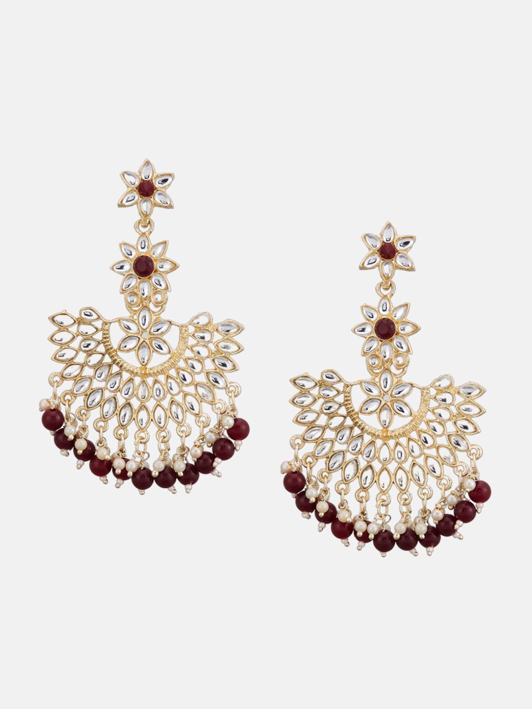 ATIBELLE Gold Plated Kundan Contemporary Chandbalis