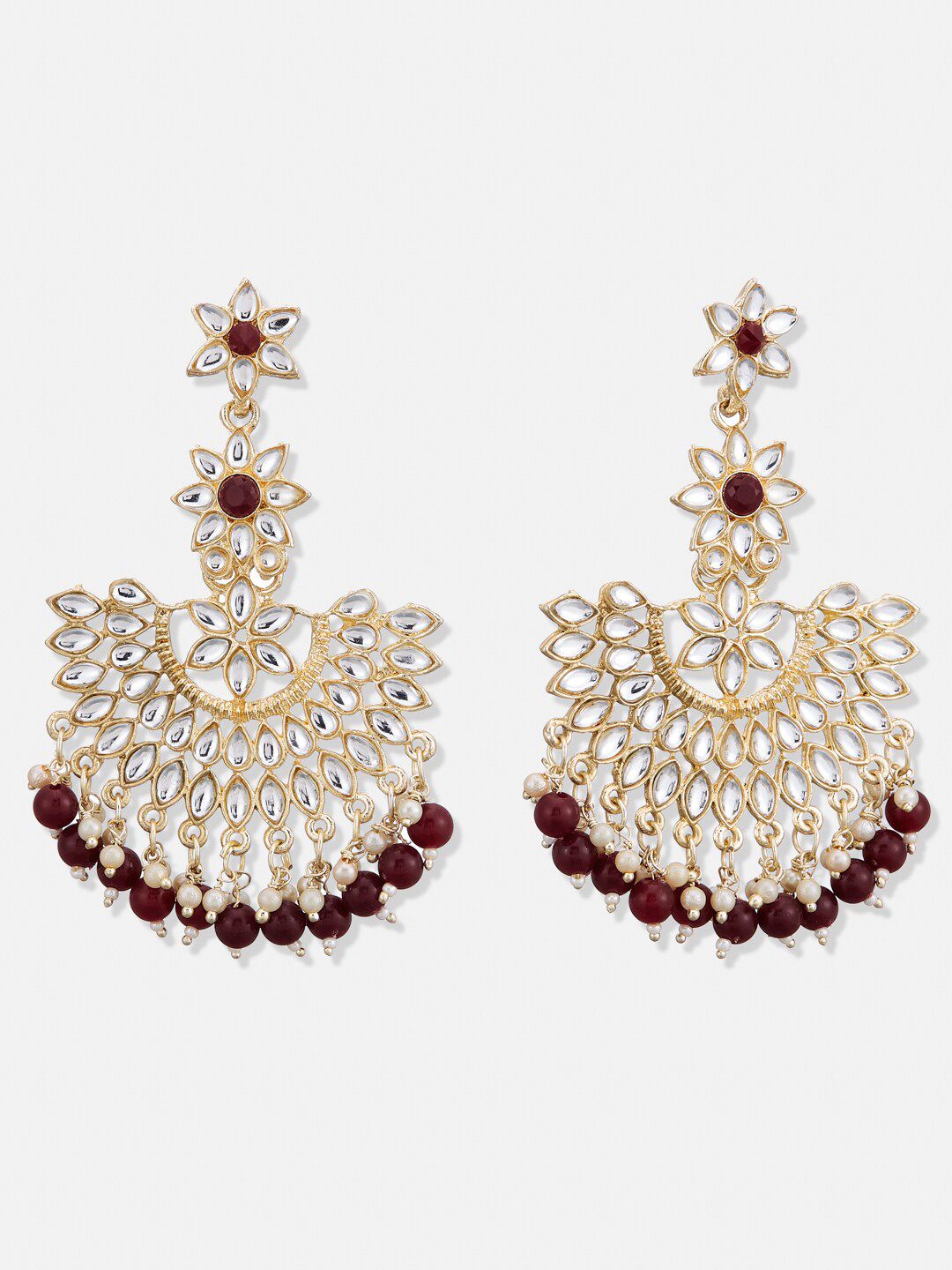 ATIBELLE Gold Plated Kundan Contemporary Chandbalis