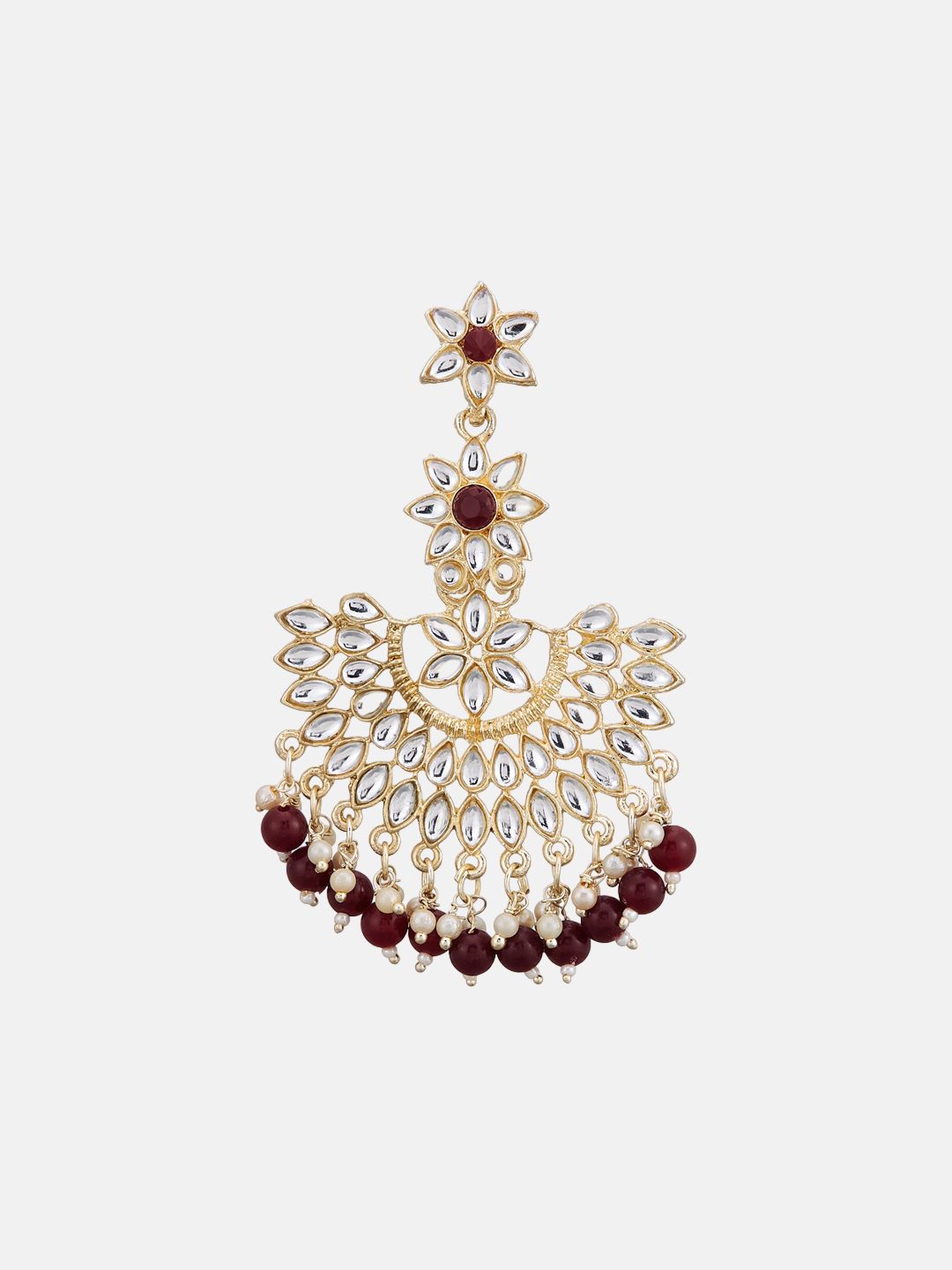 ATIBELLE Gold Plated Kundan Contemporary Chandbalis
