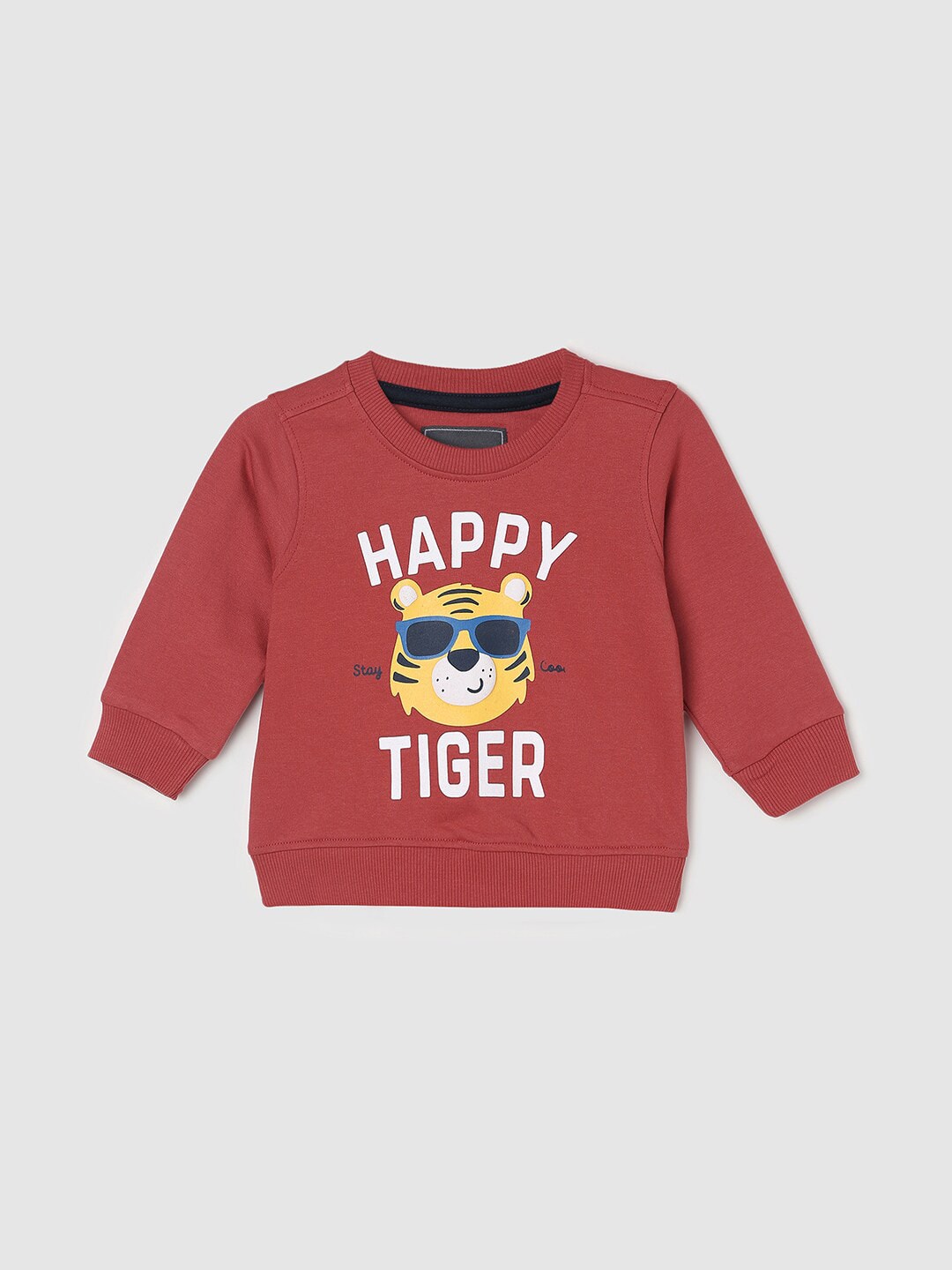 max Infant Boys Typography Printed Cotton Pullover Sweatshirt