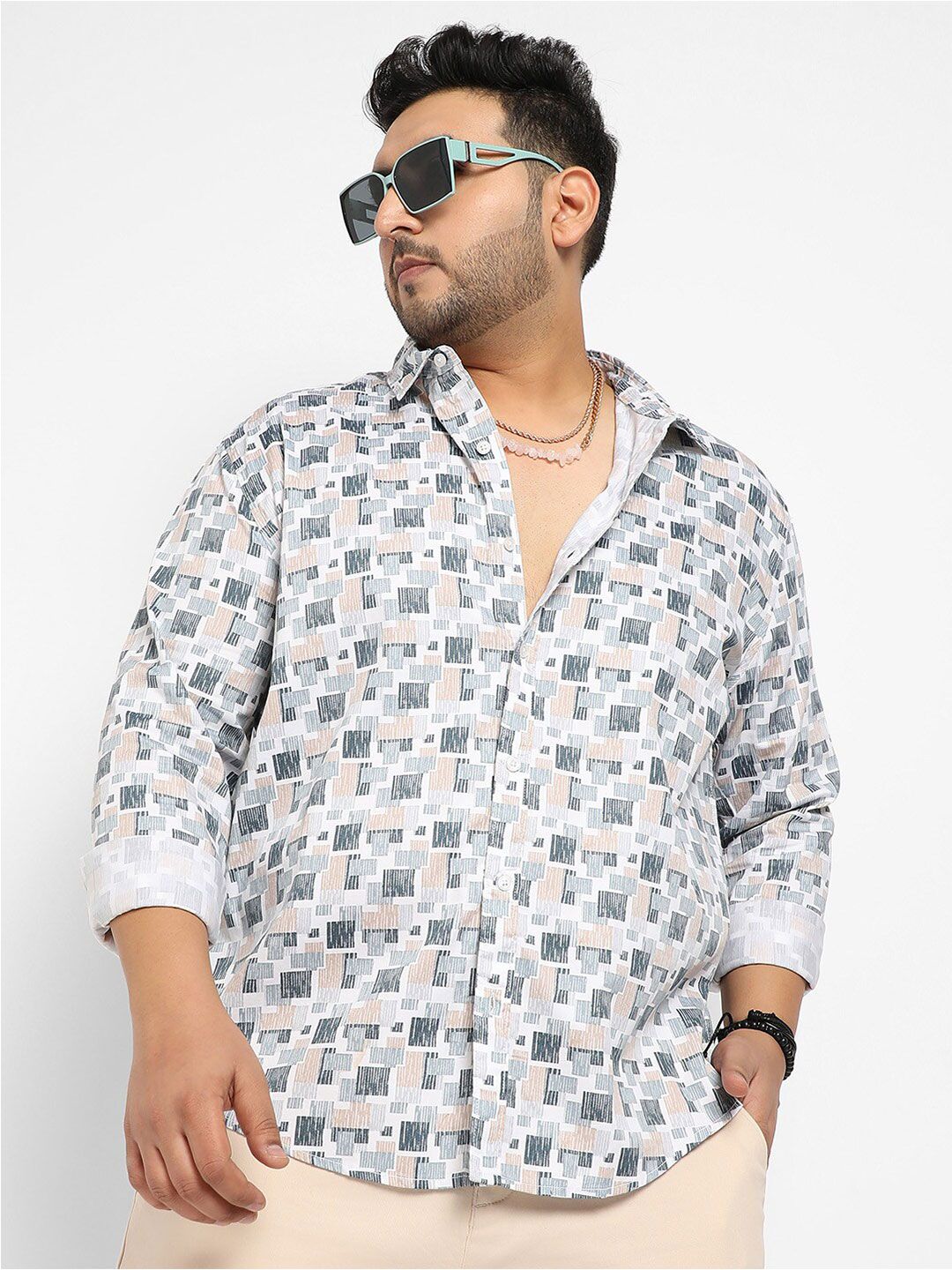 Instafab Plus Classic Opaque Printed Casual Shirt-picture-13